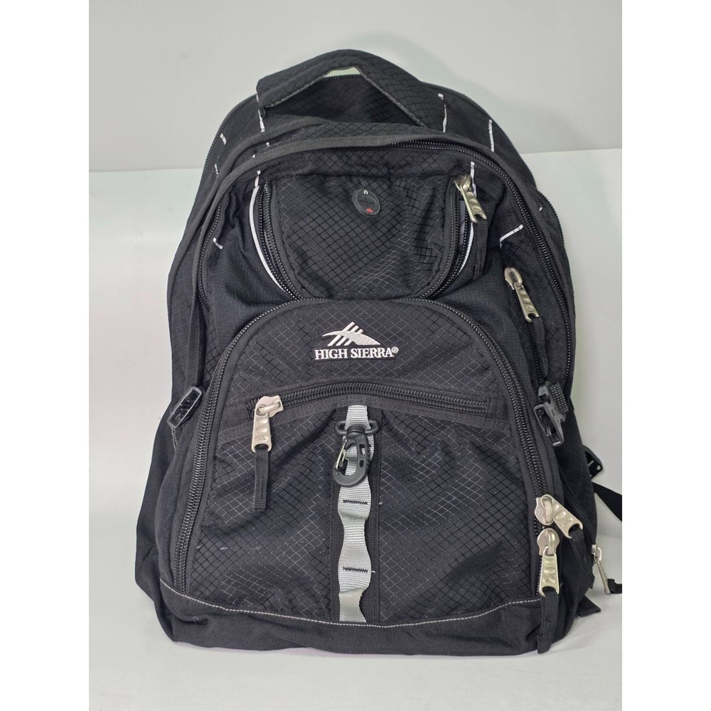 High Sierra Laptop Backpack Black Multi Compartments Travel Gym Zip Pockets‎